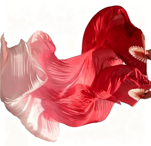 Huba 1 paire de voiles d'éventail de ventre pour femme, en soie synthétique, pour spectacle sur scène, culte, festival (gauche et droite)