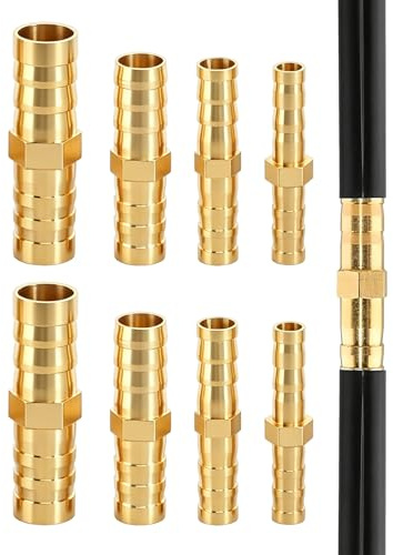 24 Pz Connettori per Tubi in Ottone Dritto, Raccordi per Tubi Flessibili, Raccordi per Tubi Irrigazione, linee dell'aria, linee dell'acqua, tubo dell'acqua, 6mm/8mm/10mm/12mm