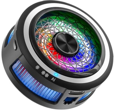 Hoppipola magnetisk mobiltelefonkylare 20 W med AI-temperaturkontroll, 3 fläkthastigheter och RGB-ljus för mobilspel, svart med magnetlip 61,5 mm