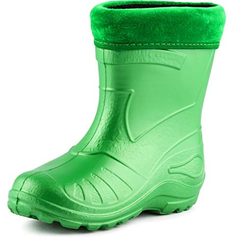 Ladeheid Stivali di gomma per bambini, leggeri e impermeabili, impermeabili Eva Thermo Stivali da pioggia in gomma foderati KL050, verde smeraldo, 35 EU
