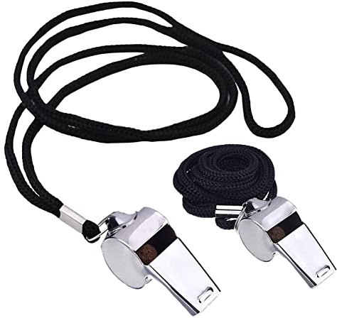 Jzhen 2Pcs Sifflet de Sécurité Sifflet de Sport avec Lanière, Protection des Sauveteurs de Urgence, Police, Militaire, Camping et Chasse Whistle