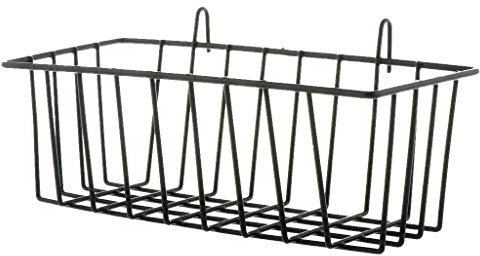 shangmu Nordic style Metal Wire Grid Basket with Hook and Wall Mount Hanging Organizer Suit for Bookshelf/Bathroom Storage Home Supplies (Black)
