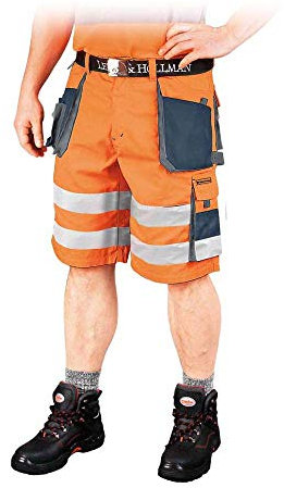 hépatique & Hollman LH-FMNX-TS_PGSXL Pantalon de protection court, Orange/bleu foncé/gris, XL