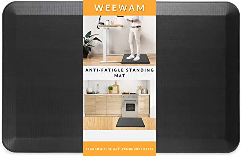 Anti Ermüdungsmatte Weewam | Ergonomische stehmatte für Schreibtisch | Anti Fatigue Mat Kitchen | Arbeitsplatzmatte| rutschfeste, Langlebige & umweltfreundliche PU Stehmatte| 51x 81/ 1.9cm (Schwarz)
