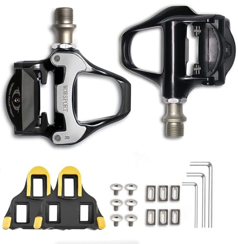 WOWSPORT Road Bike Pedals W7000 - Lightweight Clipless Pedals with 3-Bolt Cleats, Sealed Bearings Aluminum Body (Aluminum-CrMo-W7000-Black)