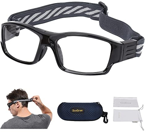 SooGree Sport Glasses Goggles Basketball Soccer Football Sports Protective Eyewear Goggles Anti Collision Safety Glasses-Replaceable Prescription Lens