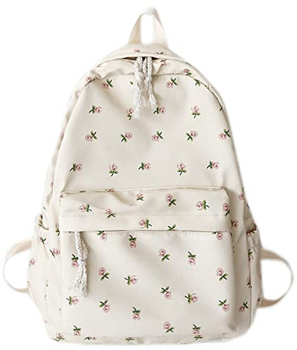DKIIL NOIYB Rucksack mit Blumenmuster, Kawaii-Rucksack für Mädchen, lässiger Tagesrucksack, Damenrucksack, Handtaschen, Kokette, Segeltuch, Rucksack für Schule, Reisen, Urlaub, Einkaufen, 01-little