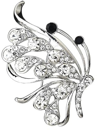 Wendalern Rhinestone Buttefly Broche Alfiler Claro Cristal Mariposa Insecto Alfiler Elegante Plata Mariposa Corsage Broche Boda Novia Alfileres de solapa Ropa Accesorios Joyería para Mujeres Niñas