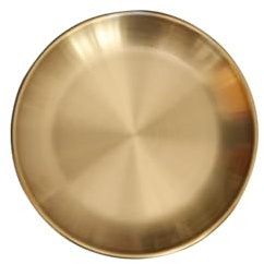 Round Brass Tray,Small Gold Decorative Tray Metal Storage Organizer Tray for Modern Home,Matte Brass Finish (14cm/5.5inch)