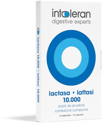 Intoleran Lattasi 10.000 Campione Enzima Digestivo - 6 Capsule | Enzima Lattasi per l'Intolleranza al Lattosio | Dose alta | Vegano | Low FODMAP