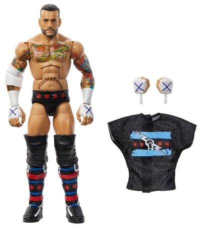 Mattel WWE Elite Series115 CM Punk Figura de acción y accesorios, figura de acción coleccionable de 15,24cm con 25puntos de articulación y manos intercambiables, JCH99
