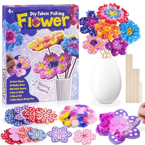 Arts and Craft Kits for Kids Flower Poke-in Art Gifts for Girl Toys Age 5-8