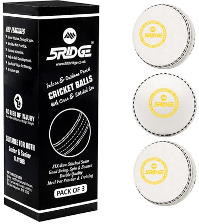 5RIDGE Cricketbälle für Training, Coaching, Übung und hervorragende Sprungfähigkeiten. Cricketball aus weichem Schaumgummi mit langlebigen traditionellen Nähten für Spieler jeden Alters. (White-3PCS)