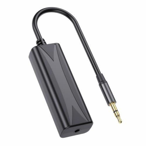 Upgraded Ground Loop Noise Isolator, Buzzing Noise Filter with 3.5mm Audio Cable for Car Audio/Home Stereo System (Eliminate The Buzzing Noise)-Black
