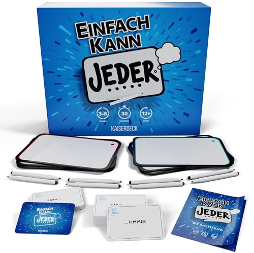 KAISERDECK Einfach Kann Jeder Brettspiel - Das interaktive Wort- und Gesellschaftsspiel für Erwachsene und Jugendliche - Radierbare Stifte und Whiteboards - 220 Spielkarten für Langen Spielspaß
