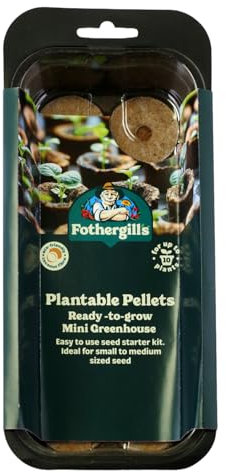 Fothergill's 10 Plantable Pellets Greenhouse Kit - Easy Indoor Gardening, Seed Starting, Eco-Friendly, Biodegradable, Perfect for Herbs, Vegetables, and Flowers, Black