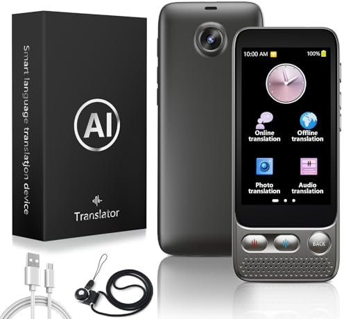 Sprachübersetzer Gerät, 139 Sprachen, Echtzeit-Übersetzung, WLAN/Hotspot/Offline-Modus, AI Übersetzungsgerät mit Fotoübersetzung, Ideal für Reisen,Business, Language Translator Device
