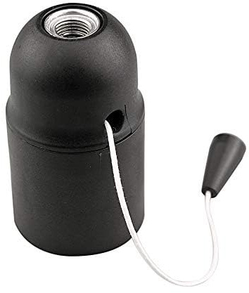 Zarivy Portalámparas E27 negro con interruptor liso, ideal para iluminación de espacios y regulable en encendido y apagado.