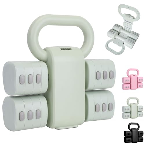 ZhaoCo Juego de Mancuernas Ajustables 2 en 1, Convertible en Pesa Rusa, 1/1,5/2/2,5 kg Cada Una, Pesas para Gimnasio Casero, Conjunto de Pesas Libres 4 en 1 para Mujeres con Ajuste Rápido (Verde)