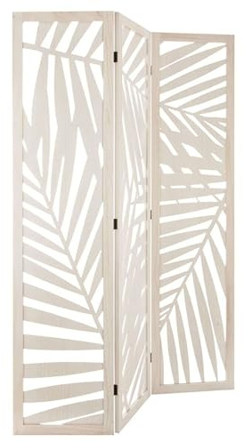 Miroytengo Biombo Decoración Separador Ambientes Dormitorio Salón 3 Paneles Madera Akira Color Blanco