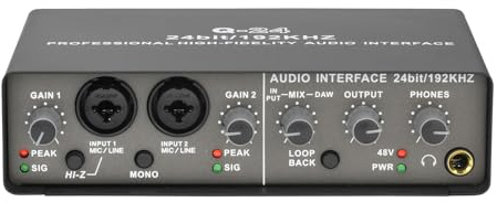 Fockety USB -ljudkort, 2 Channel XLR TRS Phantom Power Audio Interface med 192KHz 24bit High Impedance Input, för Datortelefoninspelning Streaming Podcasting