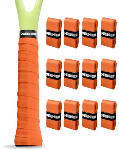 Ogeenier 12 stycken självhäftande tennis greppband halkskydd och anti-svett för overgrip tennisracket, padelhandtag, tennis, badminton, squashklubba
