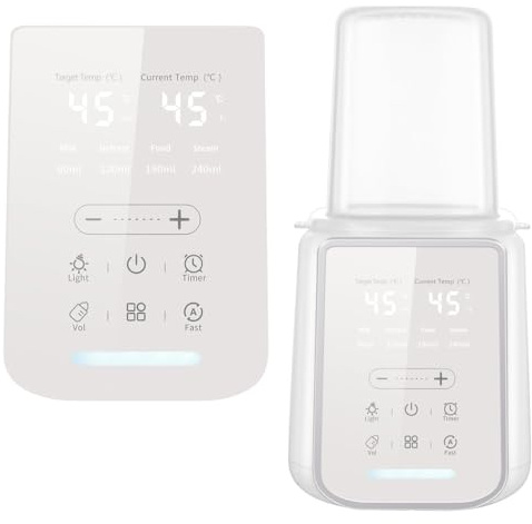 Flaschenwärmer Baby, 8-in-1 Babyflaschen Wärmer, Tragbarer Fläschchenwärmer mit LCD-Display Timer, Bottle Warmer Intelligentes Schnelles Auftauen, Sterilisieren für Alle Babyflaschen
