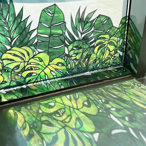 ChicSkin Hand Drawn Tropical leaves Stained Glass Window Stickers 43X138CM