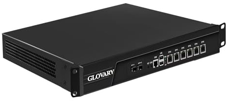 Glovary 1U Rackmount Firewall i3 3110M, 2 x 82599ES 10GB SFP+, 6 x i226V 2.5GbE LAN OPNsense Hardware, U6, AES-NI, Barebone, 19 Zoll Router PC, Netzwerk Firewall Appliance, VGA, COM
