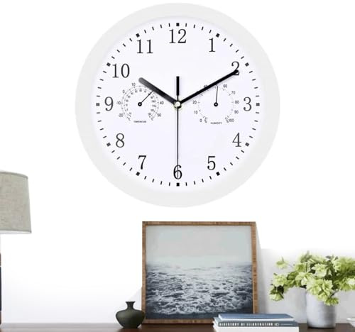 Generisk utomhusklocka – 25 cm | dekorativt larm för balkong – vattentät temperatur – retro terrass – med automatisk avläsning inomhus och utomhus för trädgård, balkong, terrass,