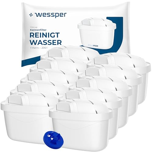Wessper Wasserfilterkartusche Filter mit Aktivkohle und Ionenaustauschharz, kompatibel mit Dafi, BWT Aquaphor Wasserfilterkannen, durch zusätzlichen PIN kompatibel mit Brita Wasserfilterkanne 10 Stück
