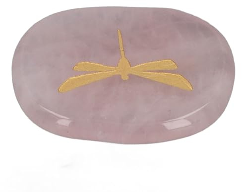Kikumi Adulatore a Mano, Libellula Intagliata Color Oro, Superficie Liscia, Pietra Dell'equilibrio Rilassante e Calmante (Rosa)