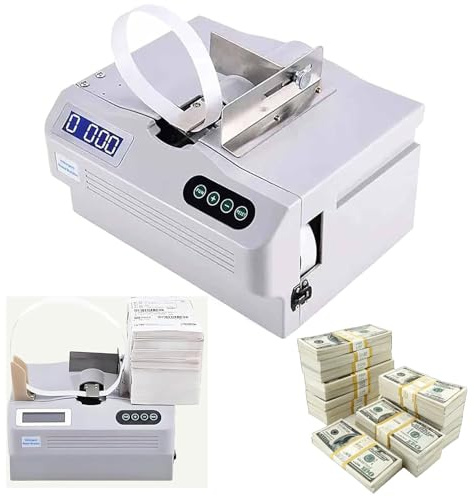 GEHPYYDS Máquina automática para flejar Billetes con Pantalla LCD: Dispositivo Compacto para flejar con Cinta, Longitud y Temperatura de unión Ajustables, para instituciones financieras.