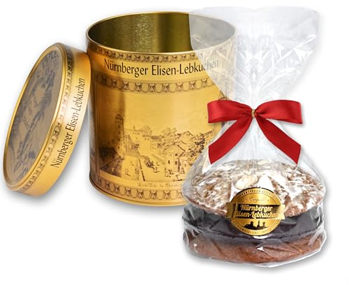 3x Feine Elisen Lebkuchen in Schmuckdose mit Nürnberg Motiv Gold, ca. 240g