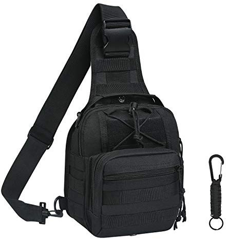 flintronic Tactical Shoulder Bag, Tactical Molle Sling Chest Pack, Laptop Daypack Daysack Military Mini Backpack for Hiking,Cycling, Traveling (Include 1*Keychain)