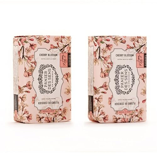 Panier des Sens - Kirschblüte Seifenstück 2x200g - Hand & Körperseife Kirschblüten- Mit Karitéöl - feste Seife für Damen & Herren- Französisch Seife- Naturseife 97% natürliche