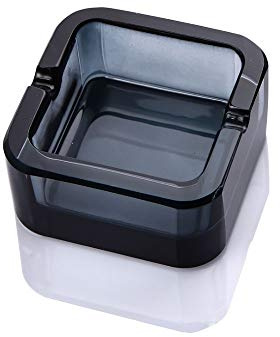 Lxuwbd ashtray, crystal glass ashtray (black, small)