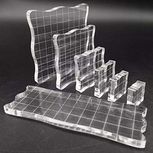 7 Pieces Acrylic Stamp Block, Acrylic Clear Stamping Blocks with Grid Lines, for Scrapbooking Crafts Making, DIY Design Decoration
