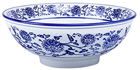 Cabilock Retro Ceramic Ramen Bowl 7 Inch Large Opening Soup Noodle Salad Pasta Serving Bowl Easy Clean Porcelain Kitchen Dining Tableware