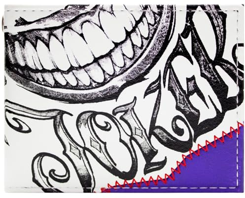The Dark Knight Joker Schurke Körpertattoos Lächeln Geldbörse/Geldbeutel Bi-Fold ID- & Kartenhalter, Weiß