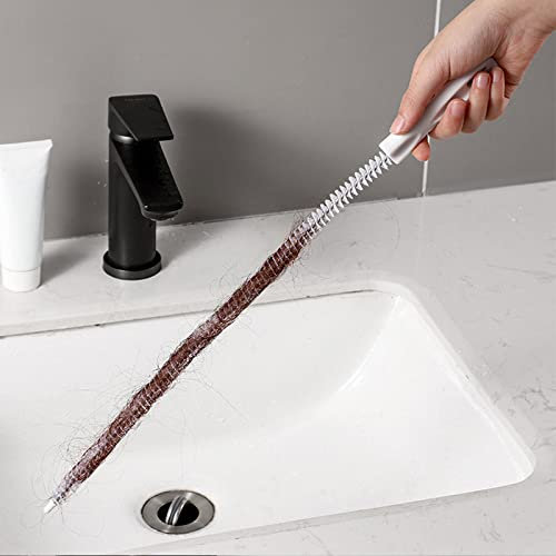 2 Pcs Sink Cleaning Pipe Brush, Flexible Sink Unblocker Drain Unblocker Tube Brush Household Sewer Dredging Tool Waterpipe Overflow Cleaner Hair Catcher Brush for Bathroom Kitchen Refrigerator-45/60cm