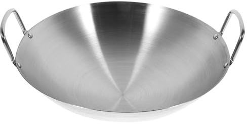 ABOOFAN Stainless Steel Wok Chinese Stir Fry Pan Wok Stir Nonstick Frying Pan Double Handle Large Skillet Stainless Steel Pot Jaese Big Non Stick