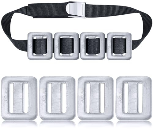 Tellegloww 4 Stück 1 kg Tauchgewichte für Tauchen mit 1 Stück Scuba Diving Gewicht Gürtel Set Scuba Gewichte Nylon Langer Scuba Gewicht Gürtel mit Metall Schnellverschluss-Schnalle für Sommer