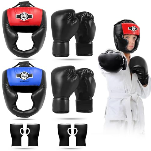 YORWHIN Boxing Headgear for Kids, Boxing Head Gear Training Sparring Safety Head Guard with Gloves, Protective Gear for MMA, Kickboxing, Muay Thai