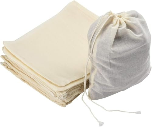 GJFWQC 30 Pieces Muslin Bags, 100% Cotton Drawstring Bag Reusable Mesh Bags Snack Spices Bags Tea Coffee Filter Bags Crafts Soap Nuts Gift Bag (15 * 20 cm)