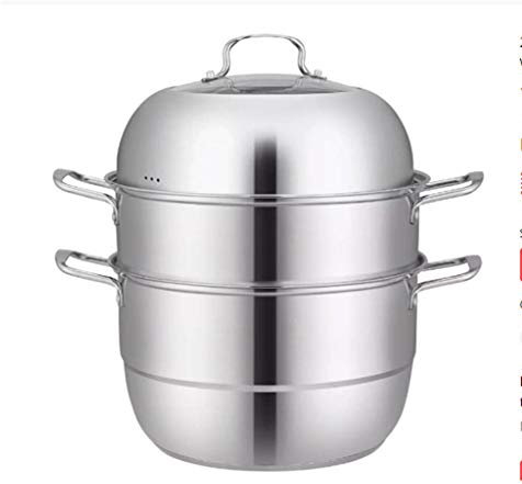 YIHANSS Potilla de Vapor de Vapor de 3 Niveles de Acero Inoxidable de 28 cm, Cocinero de Alimentos Trabaja con Estufa de Parrilla de inducción eléctrica
