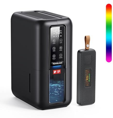 Raumentfeuchter Luftentfeuchter mit 2L Wassertank und Feuchtigkeitsabsorber, Automatische Abschaltung und Feuchtigkeitsregelung für Badezimmer, Schlafzimmer, Schrank gegen Feuchtigkeit