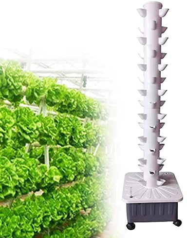 Sistema de cultivo hidropónico, kit vertical de jardín interior con 15 pisos, 45 agujeros para acuaponía doméstica
