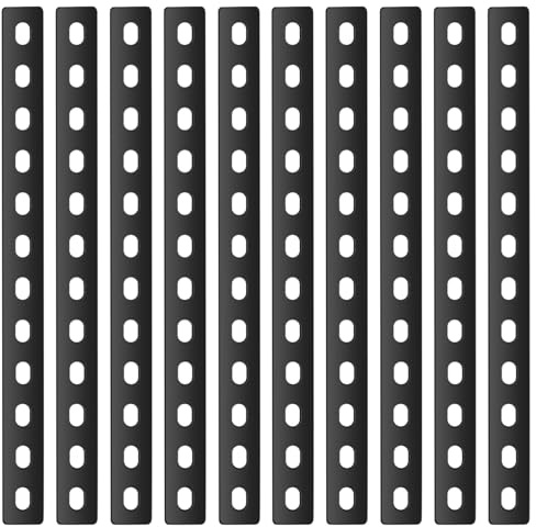 10 Pz Piastra di Giunzione Piana, Staffe Piatte Lamiera Forata, Staffe Piastra di Fissaggio con 12 Foro, Connettori Perforate Connettore (307x24x2,9 mm)