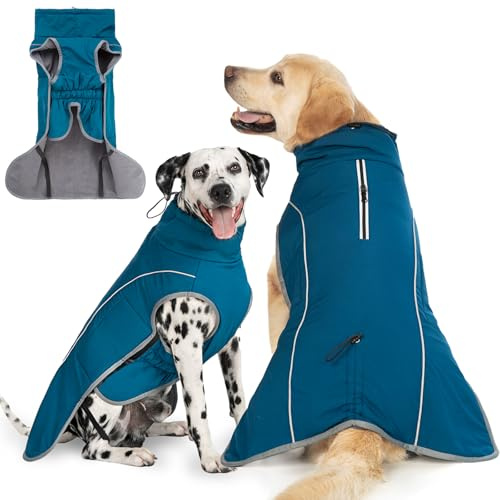 Cyponpy Hundemantel Warm Wasserdicht Hundejacke Winter Fleecemantel Hund Regenjacke Reflektierend mit Reißverschluss für Geschirr Wintermantel Hunde Fleece Hundejacke Pullover Hunde Bekleidung Winter